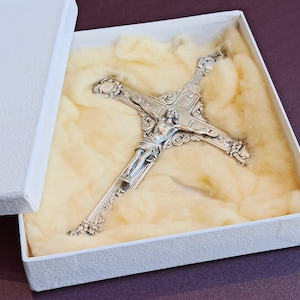 1930 Silver 800 Religious German Cross, Jesus Christ Cross, Old Religious Cross, Vintage Silver Cross, Antique Religious Cross