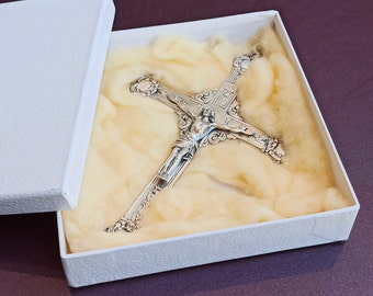 1930 Silver 800 Religious German Cross, Jesus Christ Cross, Old Religious Cross, Vintage Silver Cross, Antique Religious Cross