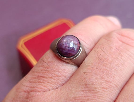 925 Silver Star Ruby Ring, Ruby Silver Ring, Star… - image 1