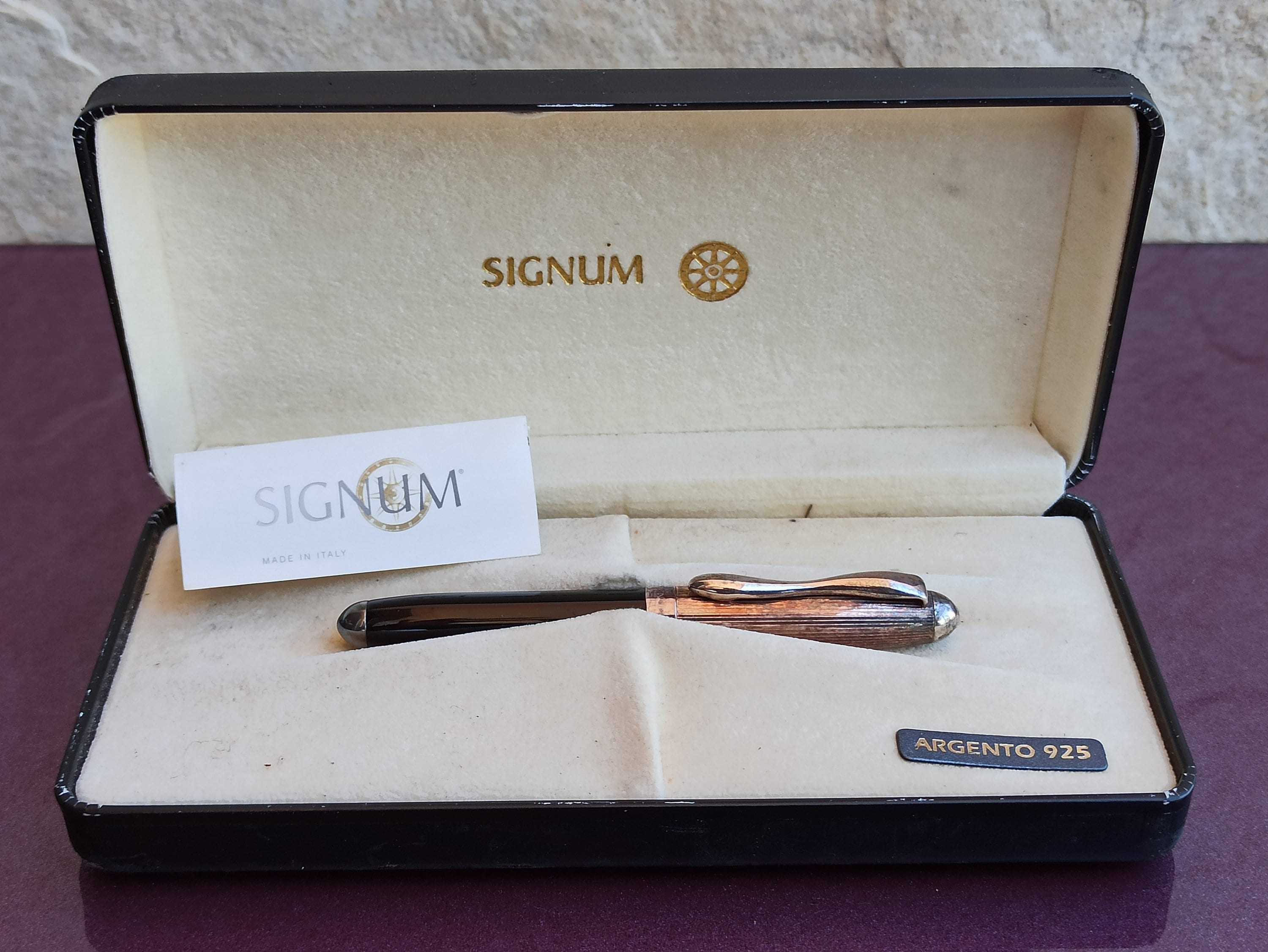 イタリア製 silver925木目 万年筆 SIGNUM 925 シルバー イタリア ミニ万年筆、万年筆、アンティーク