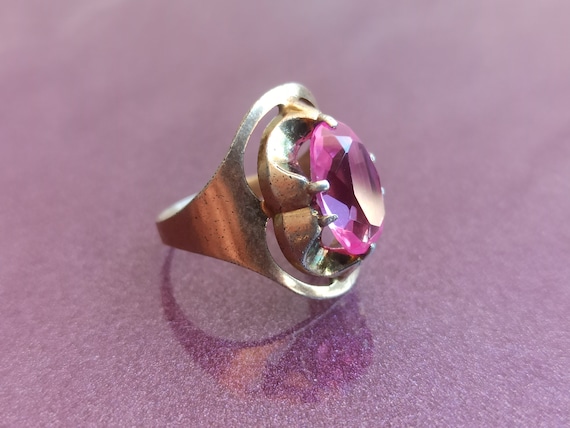 875 Silver Ruby Ring, USSR Red Ruby Silver Ring, … - image 6