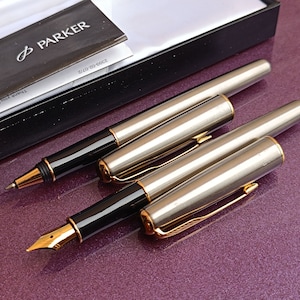 PARKER SONNET Set penna stilografica e penna a sfera, penna originale Parker, penna artistica, Made in France, penna stilografica Parker, penna a sfera Parker