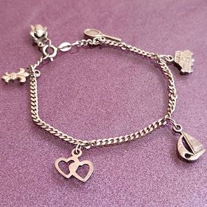 925 Silver JIF Bracelet, Sterling Silver Bracelet, Celestial Jewelry, Silver Bracelet, Art Deco Chain Bracelet, Retro Silver Bracelet