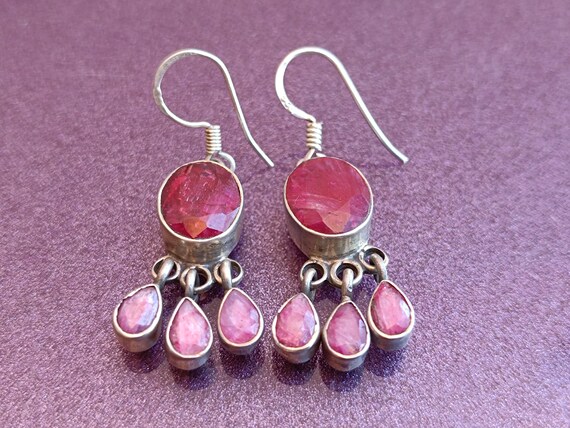Ruby 925 Silver Earrings, Ruby Silver Earrings, S… - image 8
