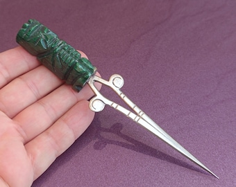 900 Zilveren Mexico Briefopener, Vintage Briefopener, Zilveren Briefopener, Briefopener, Stenen Briefopener