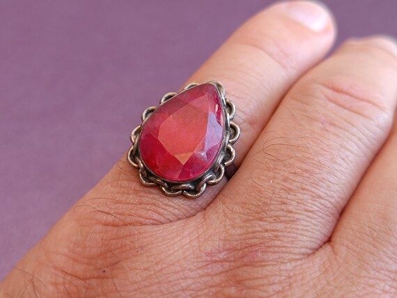 Ruby 925 Silver Ring, Ruby Silver Ring Silver, Si… - image 3