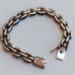 Handmade 925 Silver Bracelet, Sterling Silver Bracelet, Celestial Jewelry, Silver Bracelet, Art Deco Chain Bracelet, Antique 1970 Bracelet