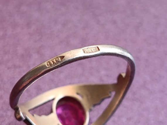 875 Silver Soviet Ruby Ring, Red Ruby Silver Ring… - image 15
