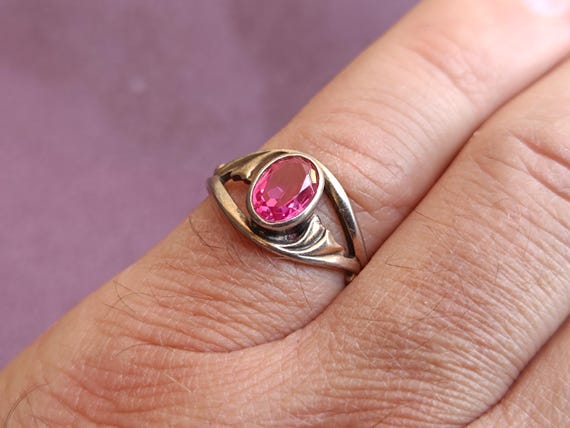875 Silver Soviet Ruby Ring, Red Ruby Silver Ring… - image 10