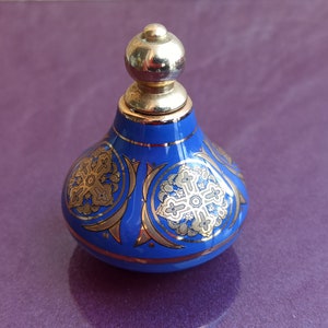 Keramik Parfum Flasche, Vintage Parfum Flasche, Porzellan Parfum Flasche, handgemacht, filigran und Juwelen, Sammler Parfum Flasche