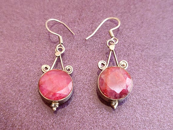 Ruby 925 Silver Earrings, Ruby Silver Earrings, S… - image 2