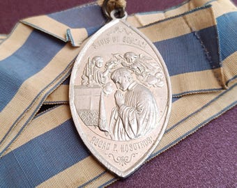 Medalla religiosa de San Luis Gonzaga de los años 50, Medalla Luis Gonzaga, Medalla religiosa, San Luis Gonzaga, Medalla italiana antigua