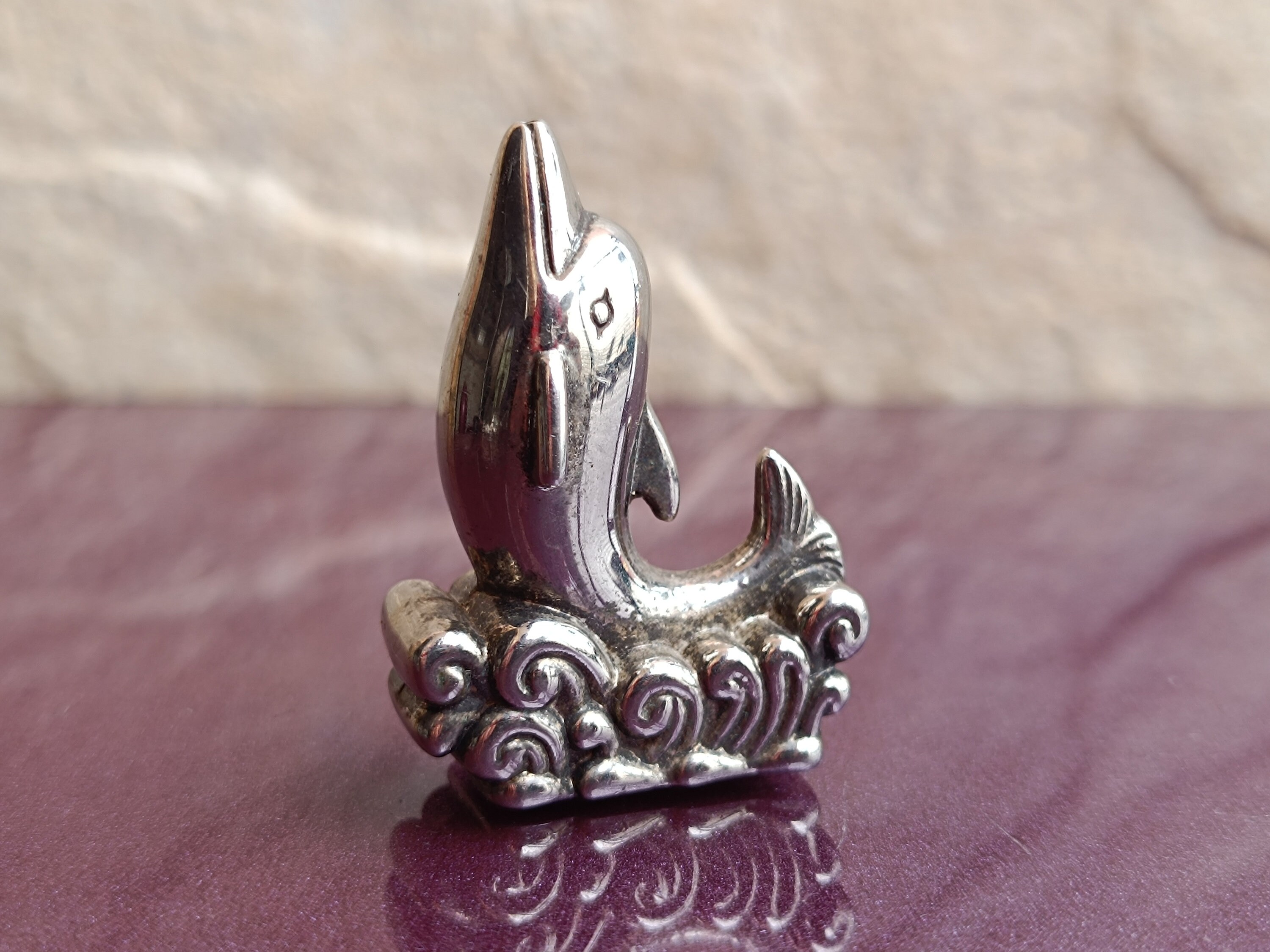 Talisman Figure Silver Plated Dolphin Figurine, Talisman Figurine, Vintage Fish ...