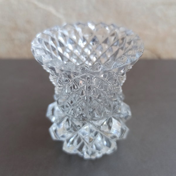 Vintage Crystal Vase, Crystalline Vase, Mini Vase, Spanish Crystal Vase