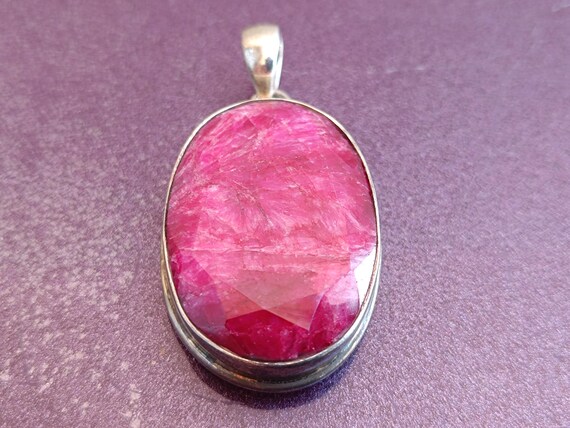 925 Silver Ruby Pendant, Vintage Ruby Pendant, Re… - image 13