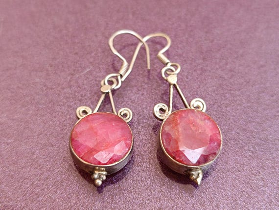 Ruby 925 Silver Earrings, Ruby Silver Earrings, S… - image 5