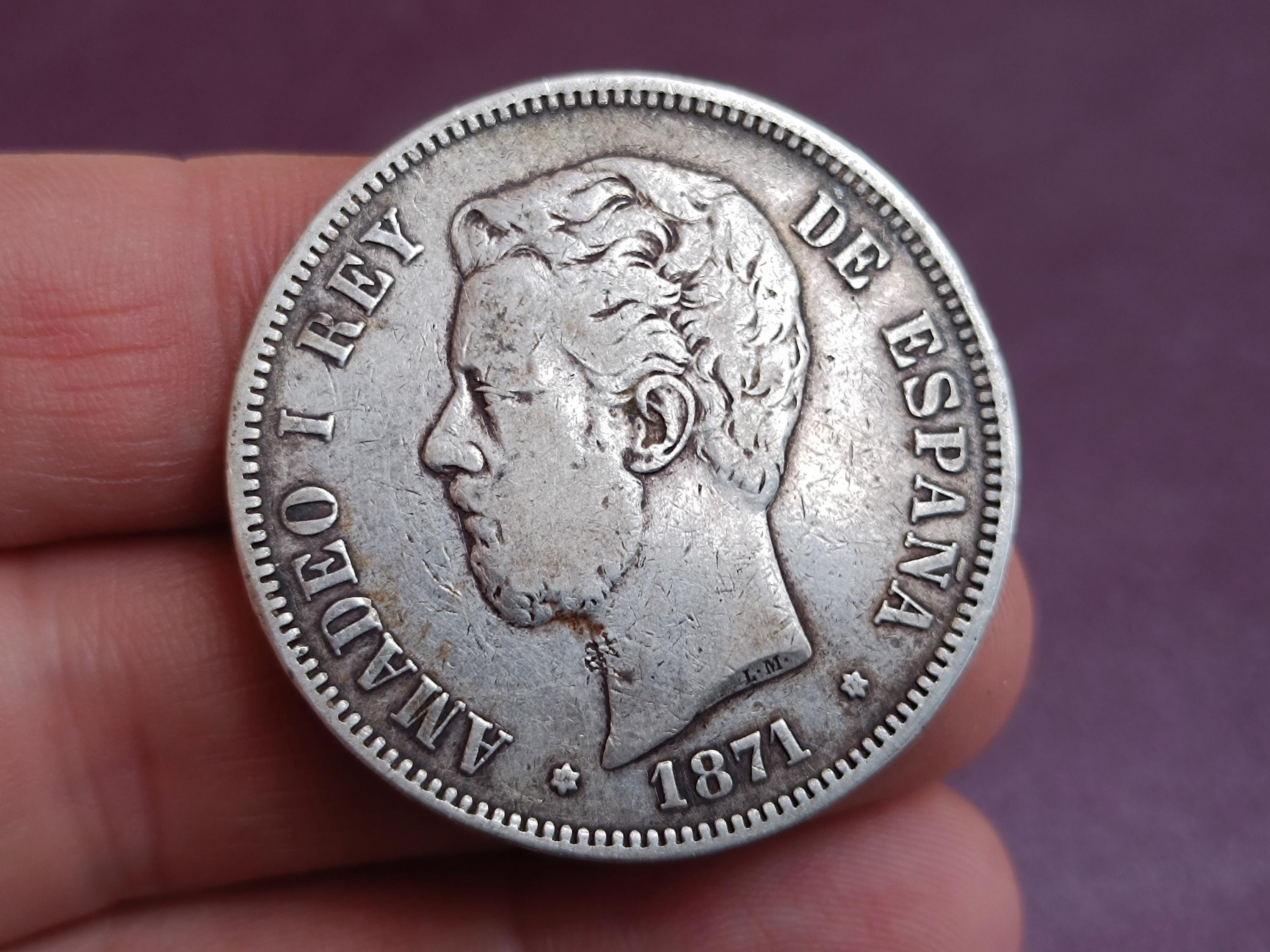 1871年 アマデオ1世 スペイン国王 銀貨 5ペセタ、アマデオ1世 スペイン