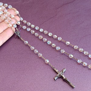 1970s INRI Silver And Glass Catholic Rosary, Jesus Christ Crucifix, Religious Necklace, Antique Catholic Rosary, Catholic Rosary, Rosary