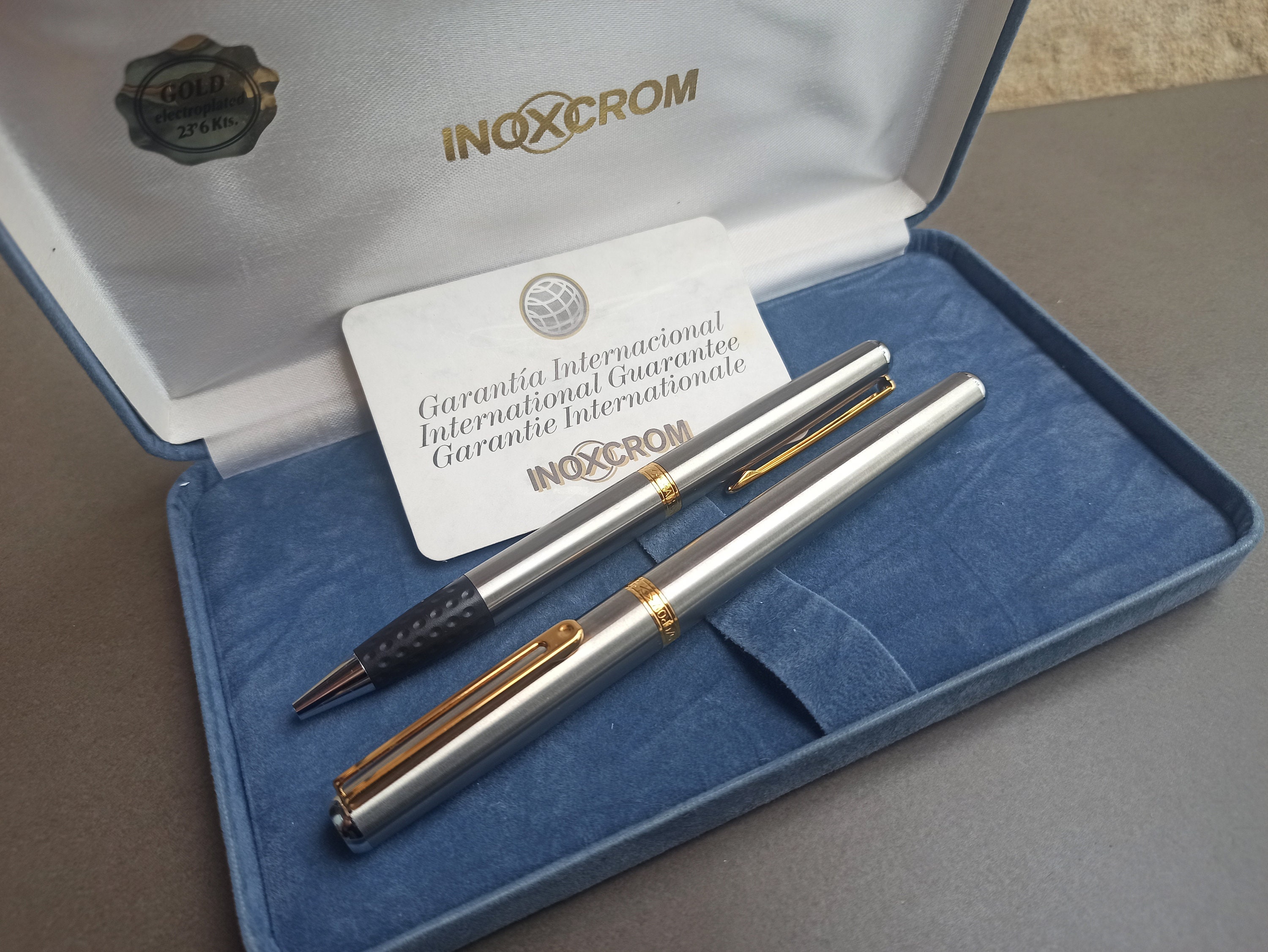 Set INOXCROM Fountain Pen And PARKER Ballpoint Pen 1970 Set