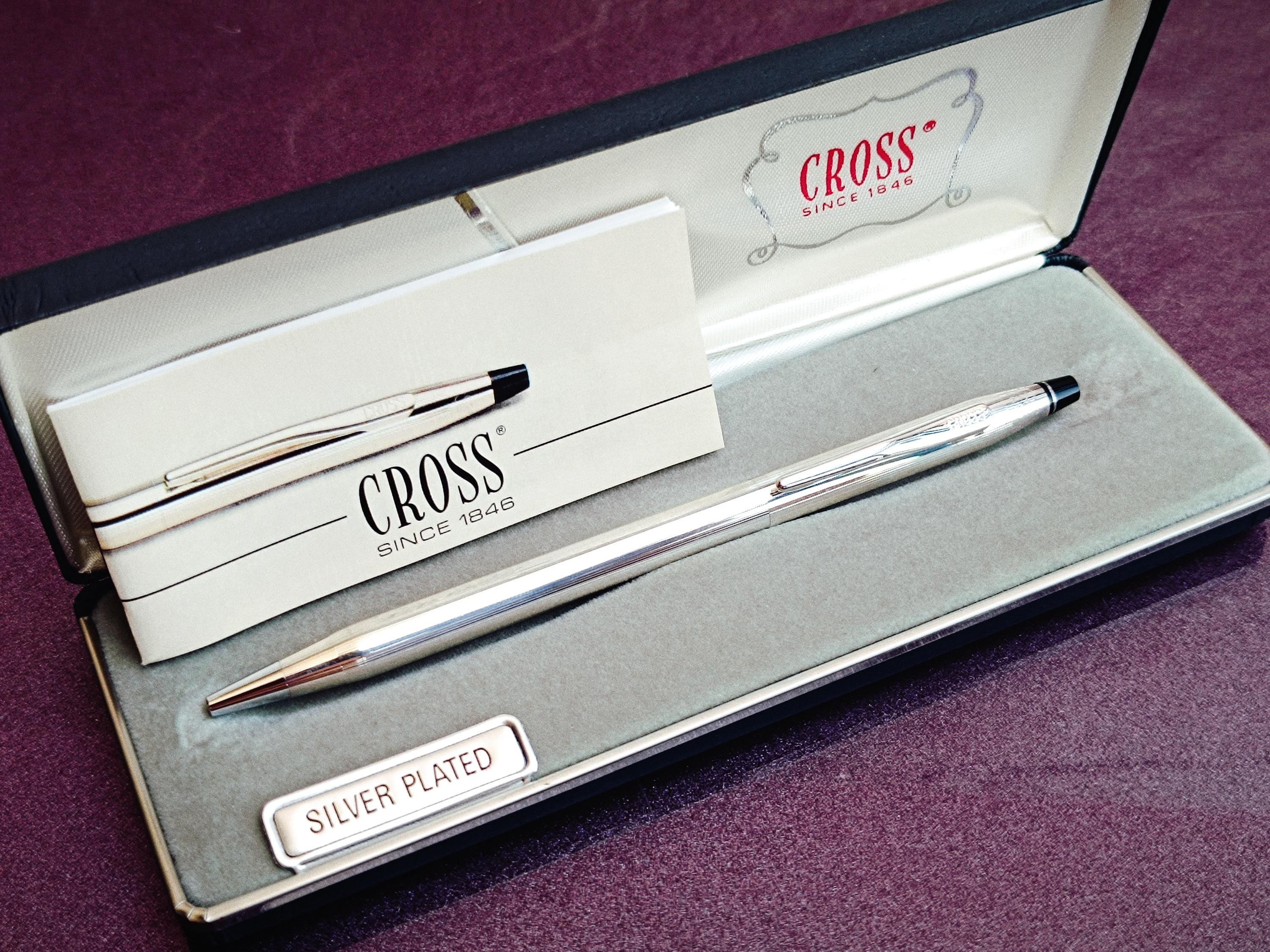 Penna a sfera certificata CROSS placcata argento degli anni '80, penna a sfera a croce, penna a sfera vintage, vecchia penna in metallo, penna irlandese retrò, CROSS Pe