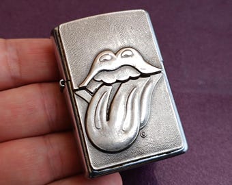 Briquet Zippo Rolling Stones, briquet Zippo de collection, fabriqué aux États-Unis, briquet Zippo rétro, briquet à essence vintage, briquet à liquide ancien
