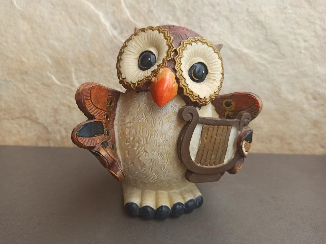 Figurine Owl Piggy Bank Cute Owl Figurine Owl Piggy Bank Etsy