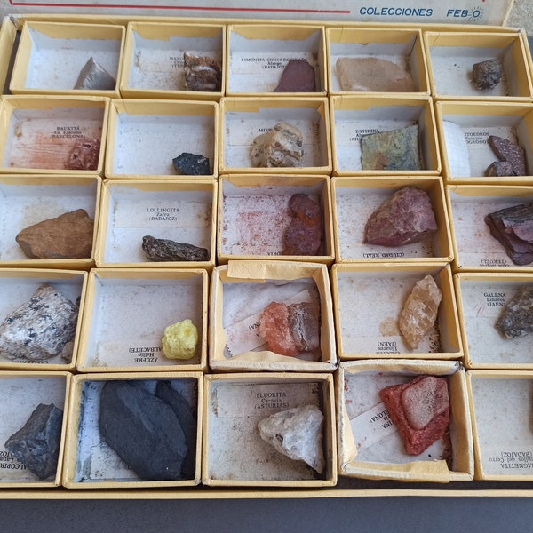 Antique Minerals Collection, Rock Set, Fossil and Mineral set, Gemstones Collection, Rough Crystals Collection, Rough Crystals, Gemstone