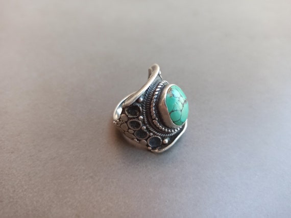 Turquoise Ring, 925 Sterling Silver, Silver Turqu… - image 6