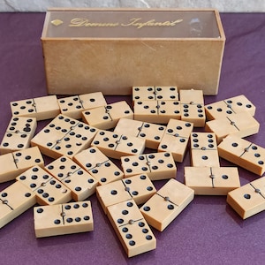 1970 Small Dominoes Board Game, Vintage Domino, Vintage Game, Dominoes Game, Quality Tiles, 28 Piece Dominoes, Board Game