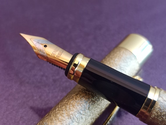 Vintage Fountain Pen Iridium Point Nib With Rooster Black & Gold Metal Ink  Pen