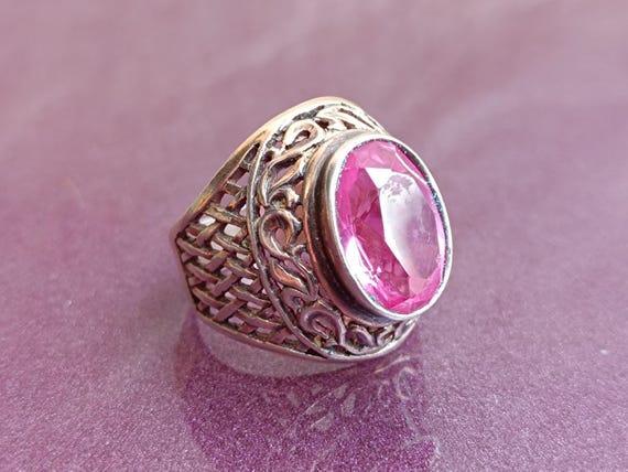 875 Silver Ruby Ring, USSR Red Ruby Silver Ring, … - image 8