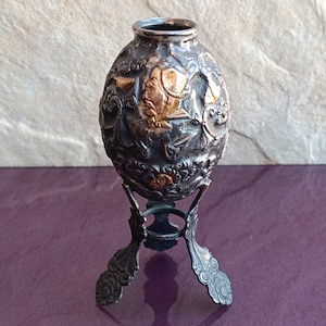 1970 Alpaca Pumpkin Mate Gourd, Mate Cup, Mate Gourd de Calabaza, Handmade Argentina, Alpaca Silver, Vintage Mate Cup, Argentina