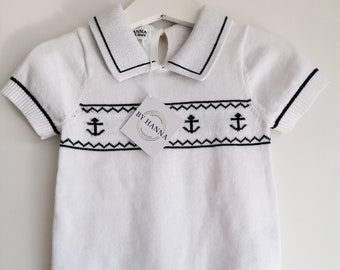 Sailor Dot Denim Romper
