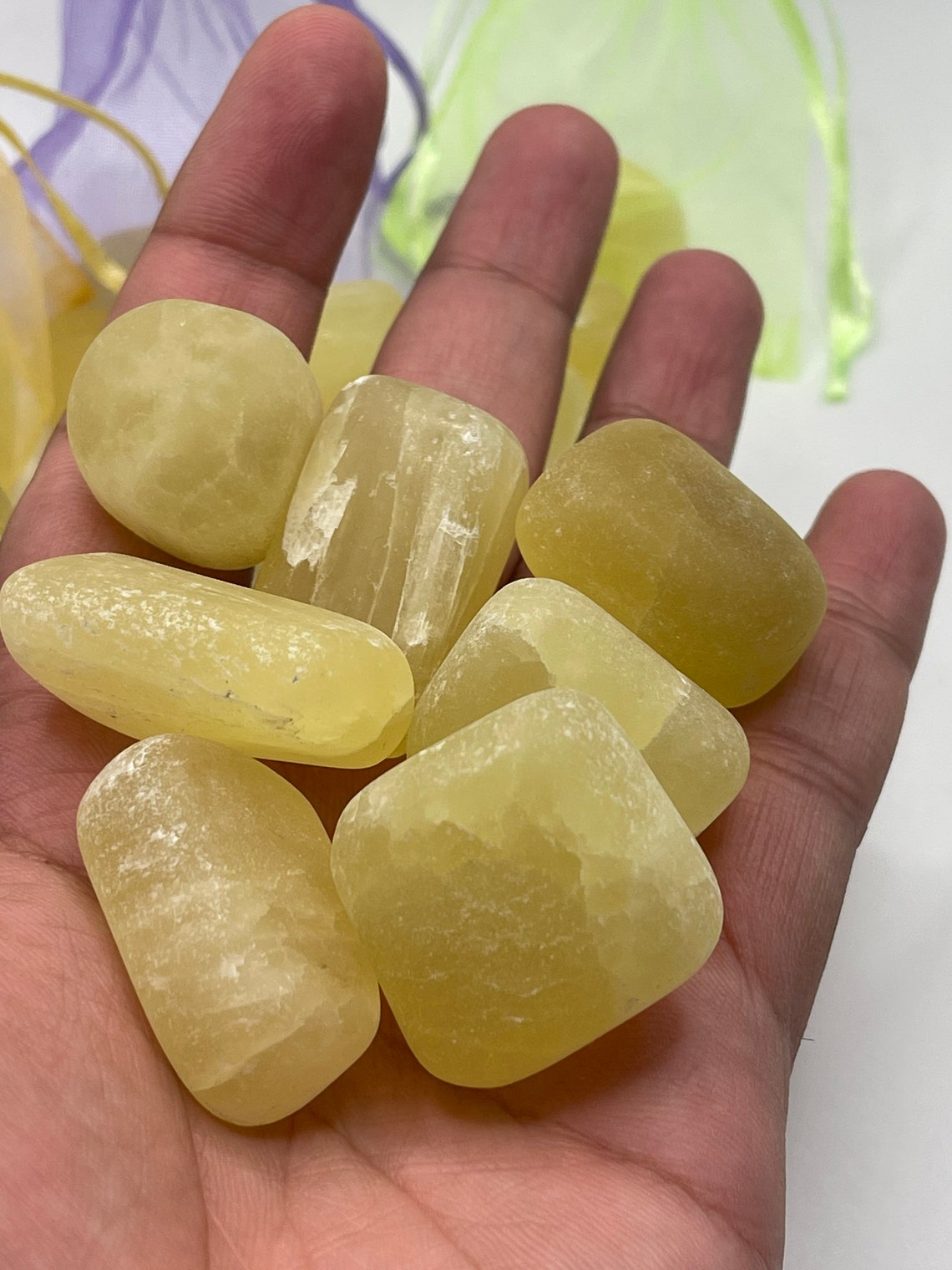 Lemon calcite tumbled natural yellow calcite polished lemon Etsy