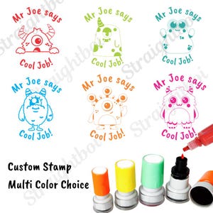 Lehrer Stempel, Lehrer Stempel, Name Lehrer Stempel, Niedlicher Cartoon Tier Stempel, Lehrer Kommentar Stempel, Schüler Klassenzimmer Stempel