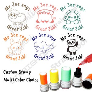 Custom Teacher Stamp, Personalized Name Teacher Stamps, Cute Cartoon Animal Stamp, Teacher Comment Stamps, Student Classroom Stamps