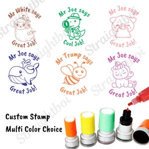Aangepaste lerarenstempel, gepersonaliseerde naam leraarstempels, leuke cartoon dierenstempel, postzegels leraar, studentenklasstempels
