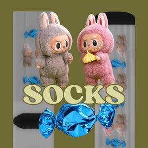Labubu Socks | Cute Cartoon Character Socks, Fun Gift for Kids, Stylish Casual Wear, Birthday Party Favor, Stocking Stuffer