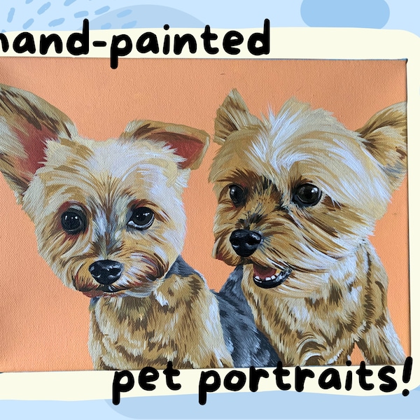 Custom hand painted pet portrait from photo, Gouache painting, Pet portrait commission, MashmanArt