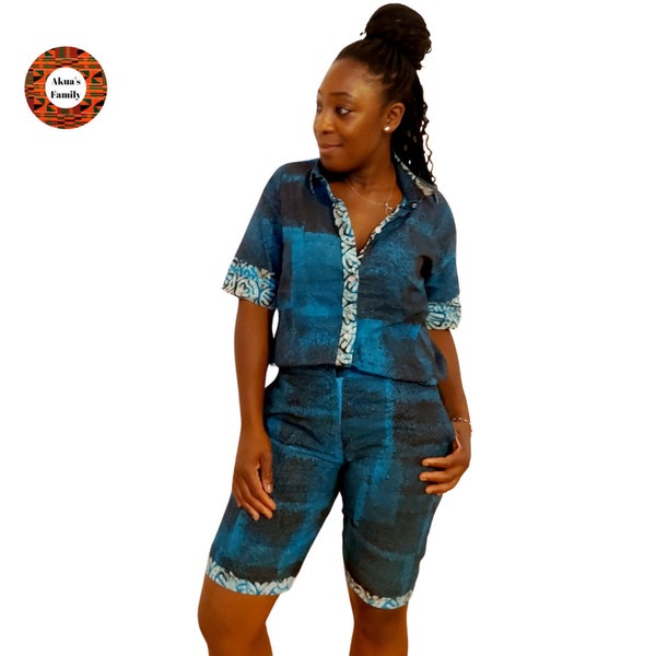 Stylisch locker luftige zweiteiliges Set Kurzarm Hemd Shorts Frühling sommerliche afrikanische kurze Hosen Shirt Festivallook Freizeitmode