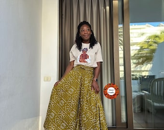 Afrikansche Hosenröcke aus Waxprintstoff elastischem Bund Taschen Gürtel Schwangerschaftsmode Umstandskleidung Party Hochzeit Festival