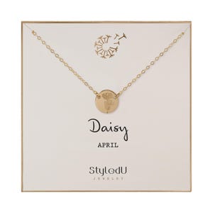 Daisy Pendant Necklace: April Birth Flower, 14K Gold Filled or Sterling Silver
