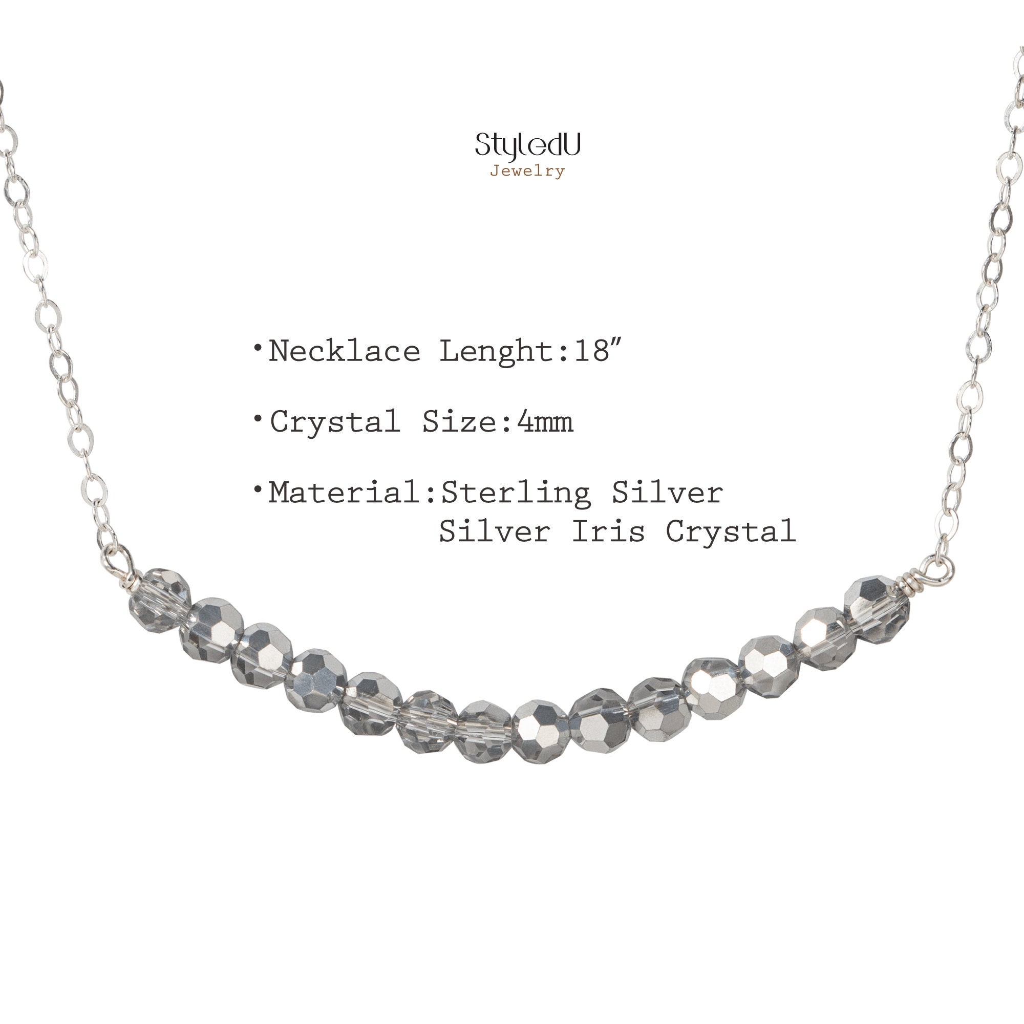 14th Birthday Gifts for Girls, Sterling Silver 14 Crystal Beads Necklace Gift for 14 Year Old Girl, Birthday Milestone Necklace