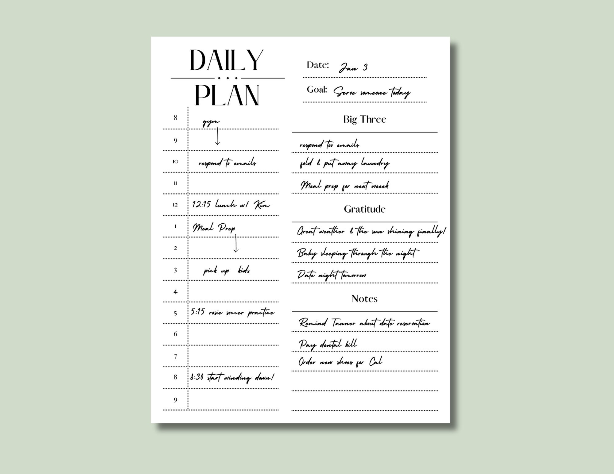 Daily Productivity Planner Printable | Digital Daily Organizer - Etsy