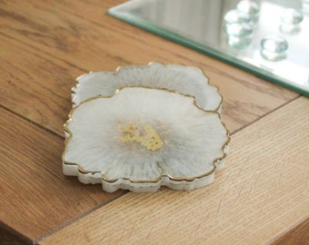 Posavasos de ágata (blanco perlado)