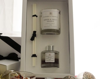 Caja de regalo con vela y difusor de varillas