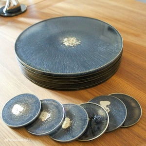 Ronde placemats van hars (zwart/goud)