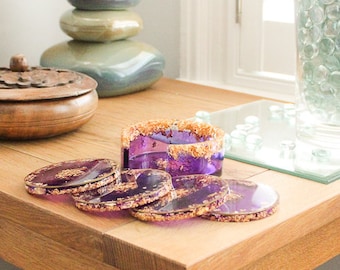 Juego de posavasos de lujo (morado/dorado)