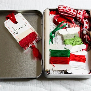 Slow Stitch Kit in a handy Tin - Red