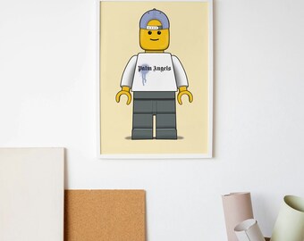 Hypebeast Toys, Lego Print, Hypebeast Toys Print, Lego Figure Wall Art, Palm Angels, Minimalist Hypebeast Decor, Graffiti Print, Trendy Art